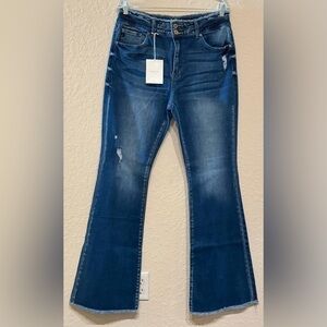 NEW KanCan Bri Women’s Double Button High Rise Flare Jeans Size XL